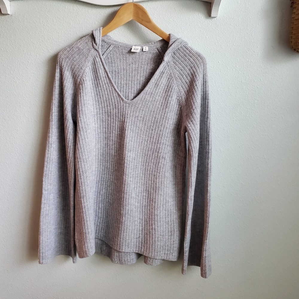 Gap wool blend hoodie sweater with bell sleeves